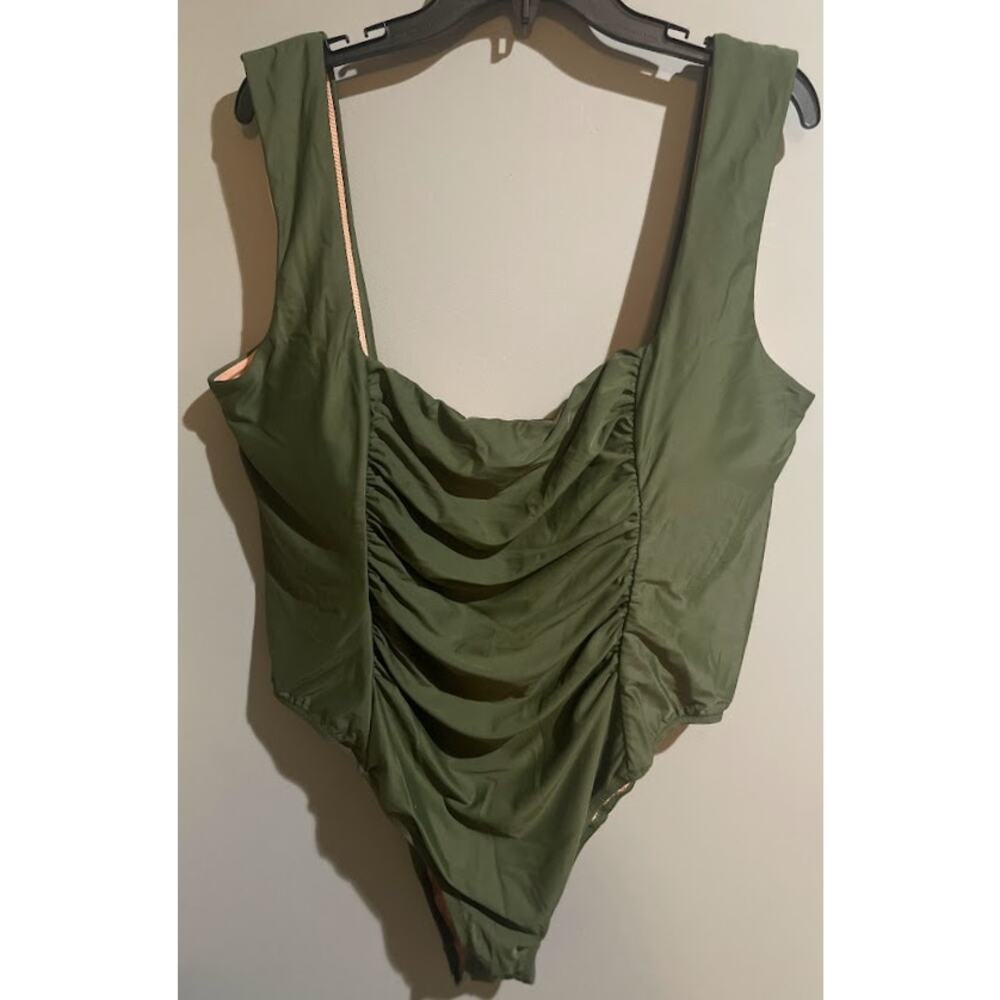 J. Crew Olive Green Ruched One Piece Swimsuit Plus Size‎ 24